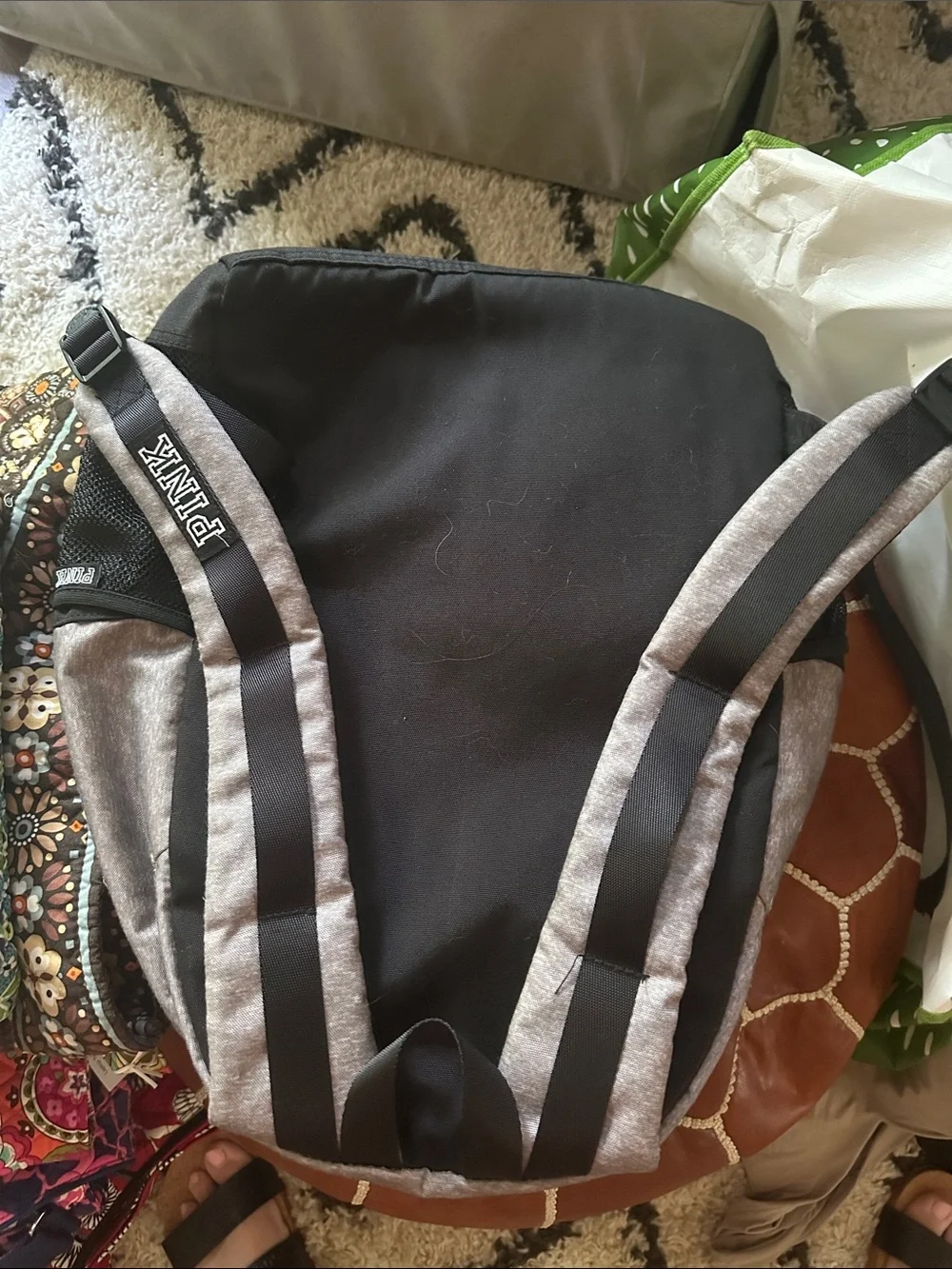 PINK Victoria's Secret Black & Gray Sparkle Campus Backpack
